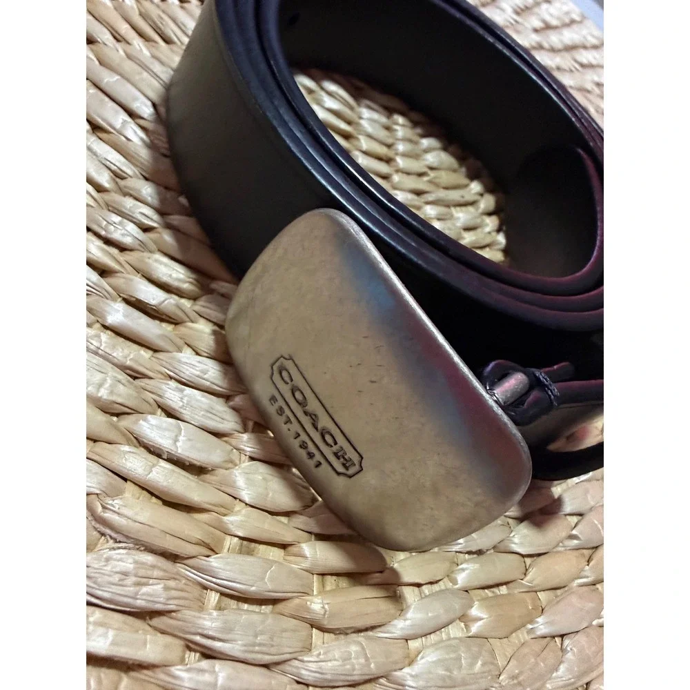COACH Black Leather Belt Silver Logo Buckle Unisex 38 / 95 cm